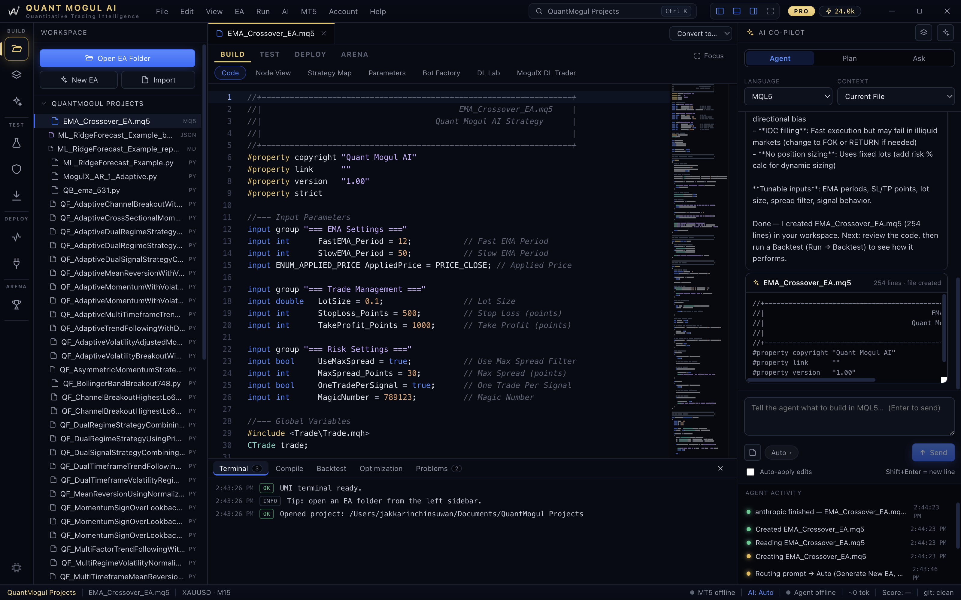 AI code applied to editor