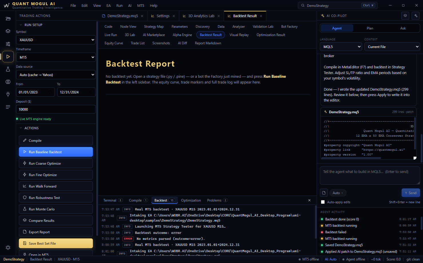 MT5 backtest log